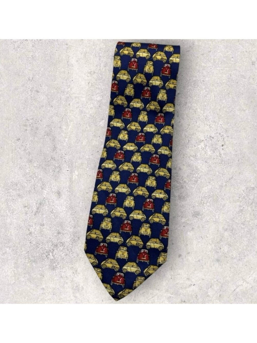 BMW M STYLE Silk Tie ITALY Blue Gold Red Vintage Cars W:4" EUC